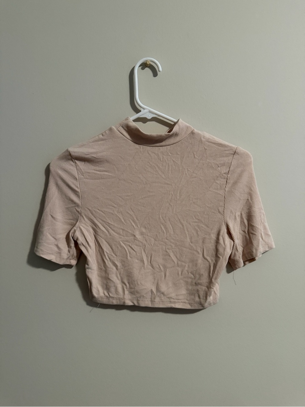 Women's Tan Mock Neck Cropped Top